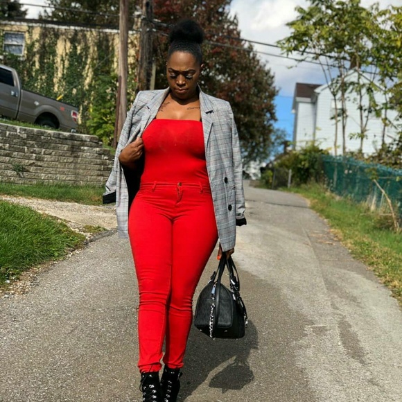 Heart & Hips Red Tube Top Snap Bodysuit - Picture 2 of 7